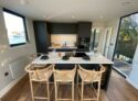 R750 houseboat Chertsey Marina luxury designer kitchen with island and top of the range appliances