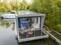 R500 houseboat Chertsey front elevation with balcony
