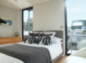 R750 houseboat Chertsey Marina master bedroom