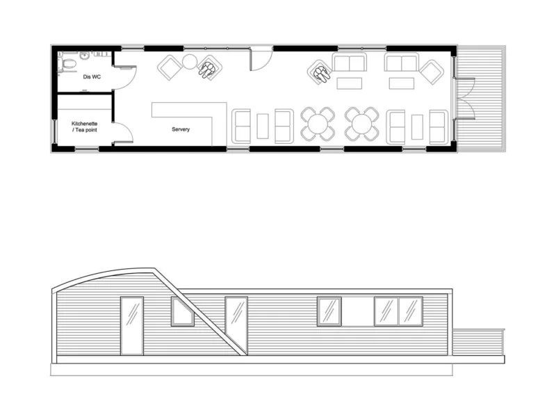 C750 Café Floor Plan and Side Elevation