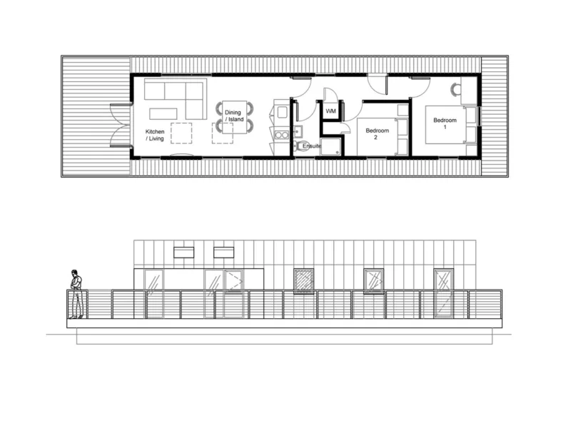 C500 floor plan and side elevation