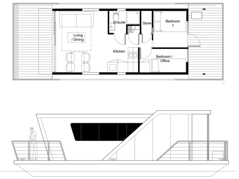 M350 Floor Plan and Side Elevation