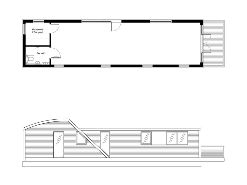 C750 Retail / Studio Floor Plan and Side Elevation