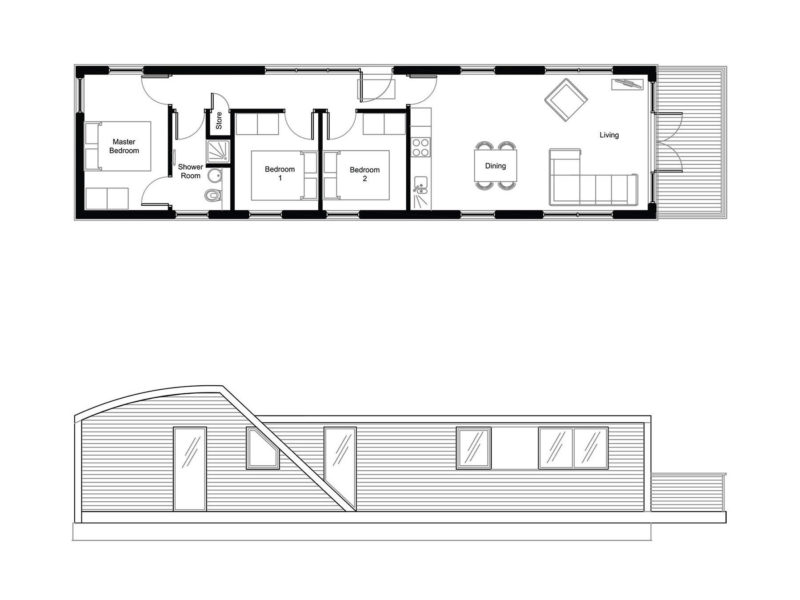 R750 Floor Plan and Side Elevation