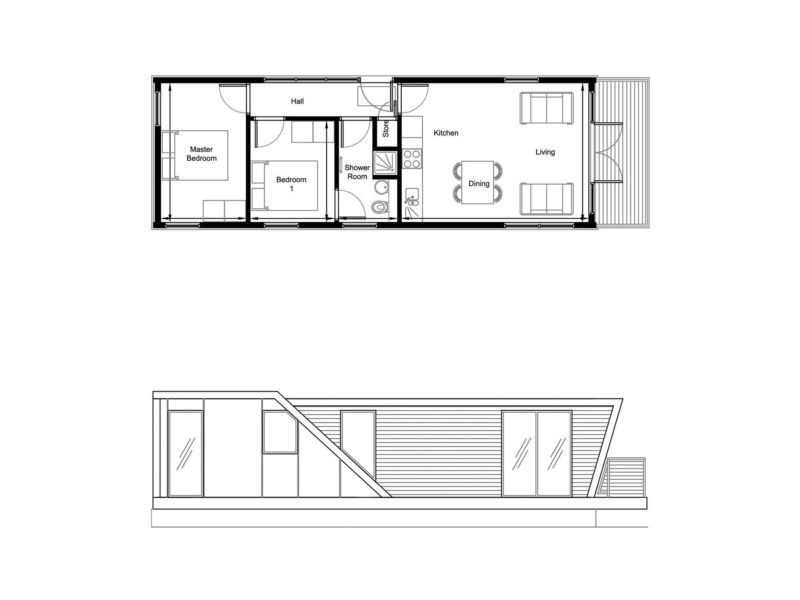R500 Floor Plan and Side Elevation